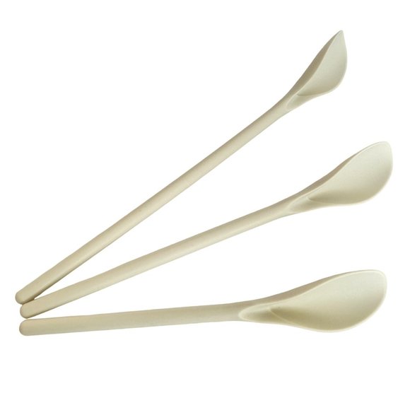 Kitchen Scoop White Hard Plastic Graduated Length Spoon Set of 3 - Picture 1 of 9